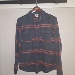 VISSLA Navy and Burgundy Striped Casual Shirt